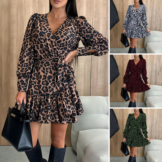 🌸Spring Specials💐 Women’s Elegant Leopard Print Wrap Mini Dress