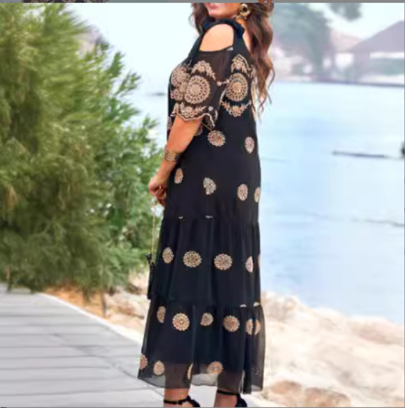 🌸Spring Specials🌸 Short Sleeve Loose Printed Long Skirt
