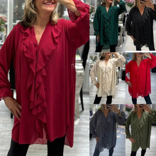 🌸Spring Specials💐 Women's Elegant Ruffled V Neck Blouse