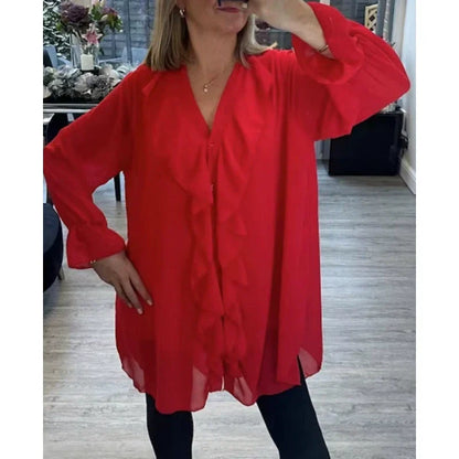 🌸Spring Specials💐 Women's Elegant Ruffled V Neck Blouse