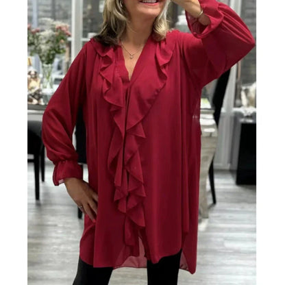 🌸Spring Specials💐 Women's Elegant Ruffled V Neck Blouse