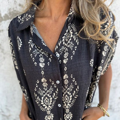 🌸Spring Specials💐 Loose-Fit Printed Short Sleeve Dress with Pockets