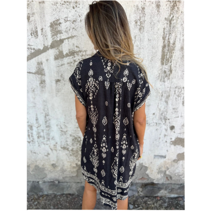 🌸Spring Specials💐 Loose-Fit Printed Short Sleeve Dress with Pockets