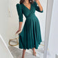 🌸Spring Specials💐 Women's V-Neck Pleated Waist-slimming Midi Dress