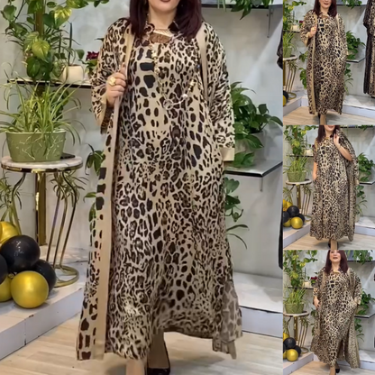 🌸Spring Specials🌸 Leopard Print Dress & Cardigan (2-Piece Set)