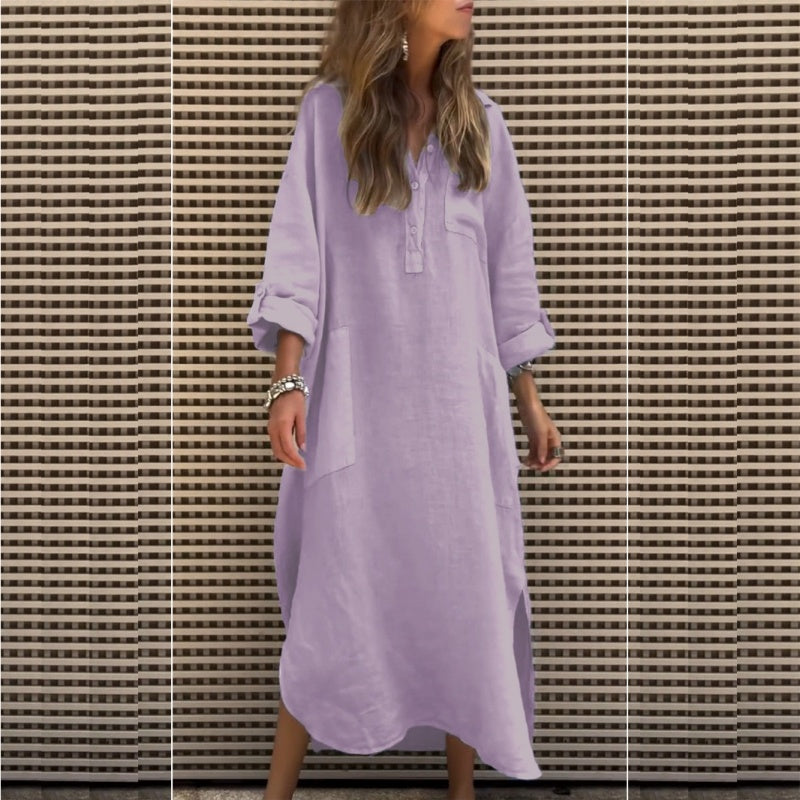 🌸Spring Specials💐 Women’s Casual Solid Color Long Sleeve Dress with Pockets
