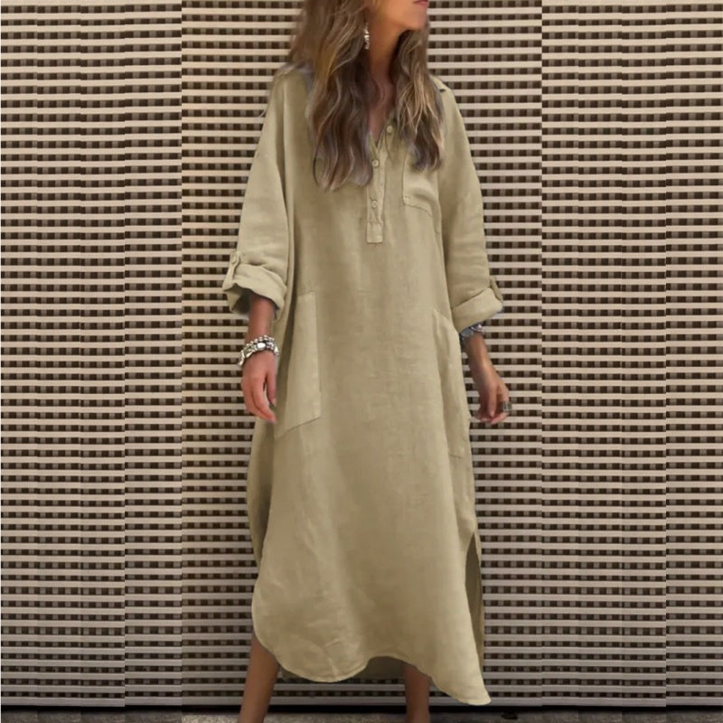 🌸Spring Specials💐 Women’s Casual Solid Color Long Sleeve Dress with Pockets