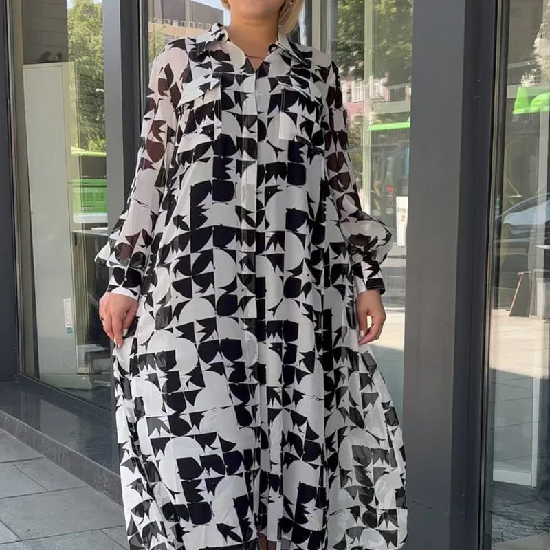 🌸Spring Specials🌸 Women’s Elegant Abstract Pattern Flowy Dress