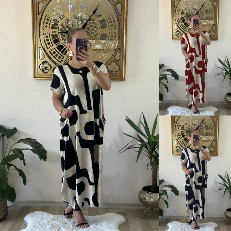 🌸Spring Specials💐 Women's Trendy Print Short Sleeve Loose Fit Dress