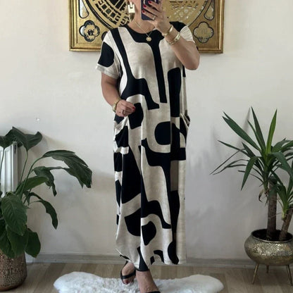 🌸Spring Specials💐 Women's Trendy Print Short Sleeve Loose Fit Dress