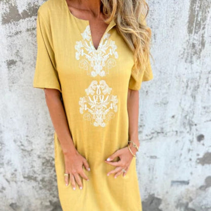 🌸Spring Specials💐 Women's Printed Casual V-Neck Short Sleeve Dresses