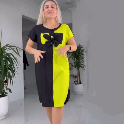 🌸Spring Specials💐 Women's Casual Black & Green Patchwork Dress