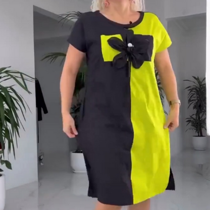 🌸Spring Specials💐 Women's Casual Black & Green Patchwork Dress