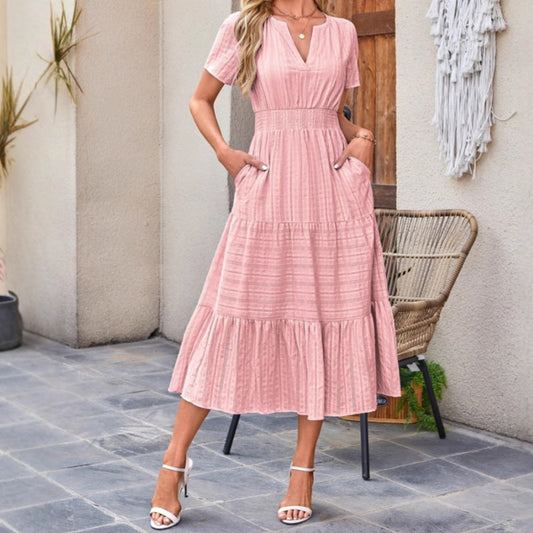 🌸Spring Specials💐 Women's Casual Summer Short-Sleeve V-Neck Long Dresses
