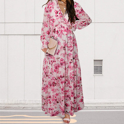 🌸Spring Specials💐 Women's Floral V-Neck Long Sleeve Flowy Dress