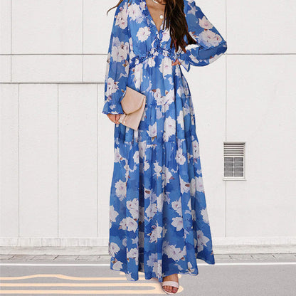 🌸Spring Specials💐 Women's Floral V-Neck Long Sleeve Flowy Dress