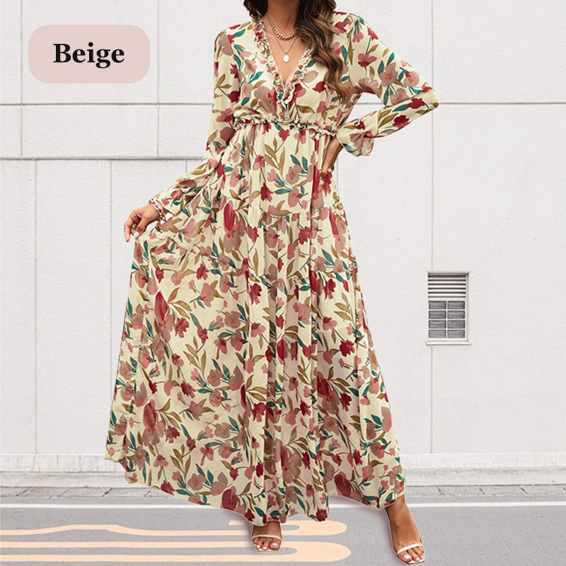 🌸Spring Specials💐 Women's Floral V-Neck Long Sleeve Flowy Dress