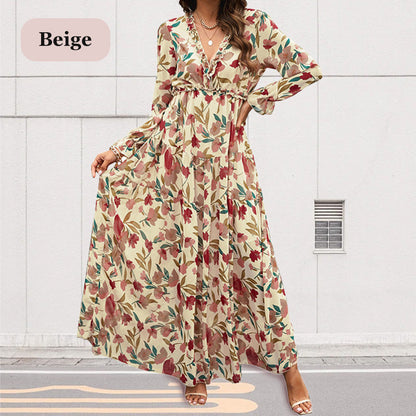 🌸Spring Specials💐 Women's Floral V-Neck Long Sleeve Flowy Dress