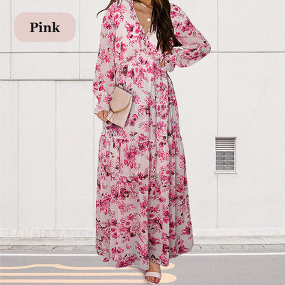 🌸Spring Specials💐 Women's Floral V-Neck Long Sleeve Flowy Dress