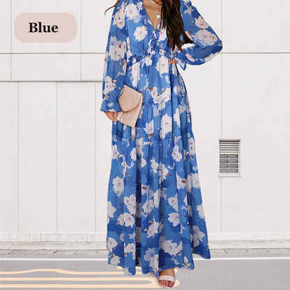 🌸Spring Specials💐 Women's Floral V-Neck Long Sleeve Flowy Dress