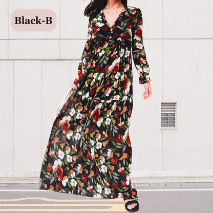 🌸Spring Specials💐 Women's Floral V-Neck Long Sleeve Flowy Dress
