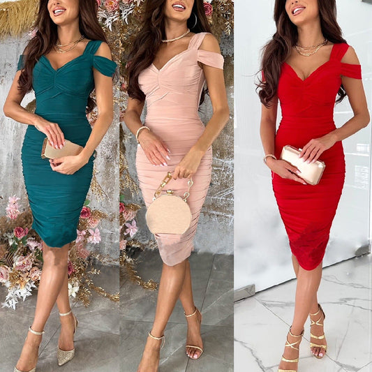 🌸Spring Specials💐 Women's Slim Fit Sexy Off-Shoulder Bodycon Dress