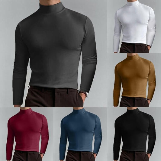 ⏳Limited-time 50% off⏰Mens High Neck Slim Fit Long Sleeve T-shirt👔