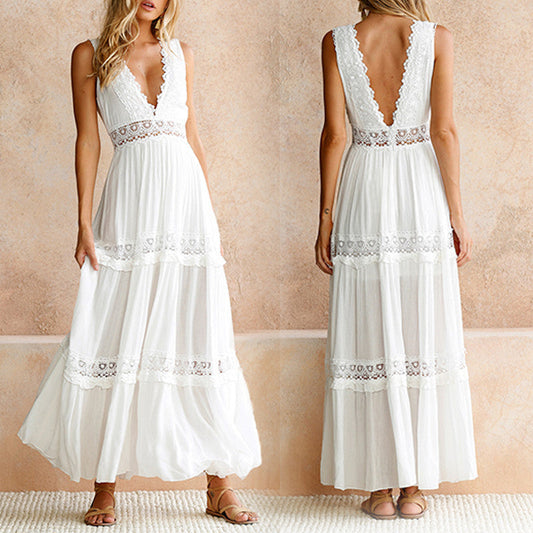🌸Spring Specials💐 V-Neck Lace Back Maxi Dress