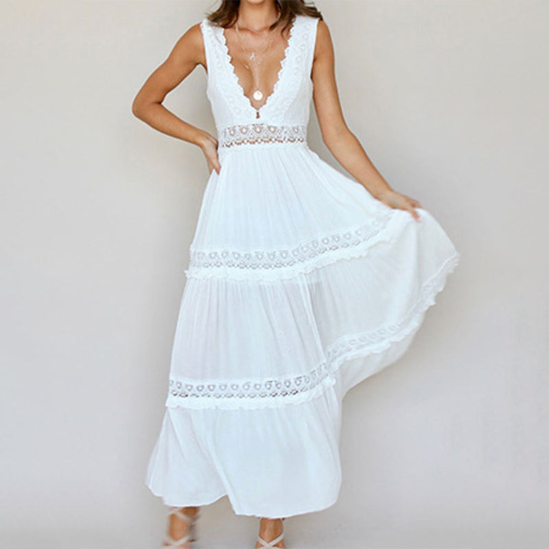 🌸Spring Specials💐 V-Neck Lace Back Maxi Dress