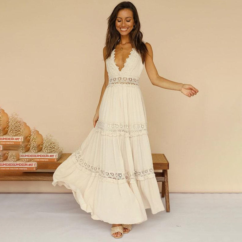 🌸Spring Specials💐 V-Neck Lace Back Maxi Dress