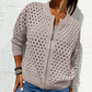 ⏳Time-limited Special⏰Women's Casual Zipper Knit Jacket with Hollow Design🍃