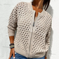 ⏳Time-limited Special⏰Women's Casual Zipper Knit Jacket with Hollow Design🍃