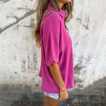 🌸Spring Specials💐 Women's Casual Solid Color Loose Fit Shirt
