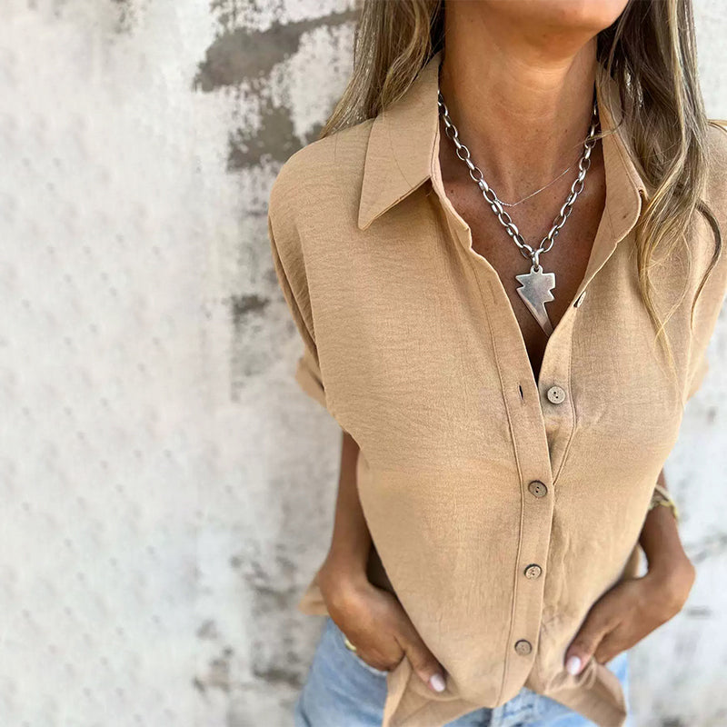 🌸Spring Specials💐 Women's Casual Solid Color Loose Fit Shirt