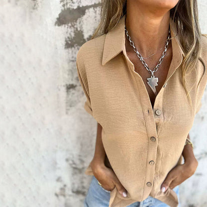 🌸Spring Specials💐 Women's Casual Solid Color Loose Fit Shirt