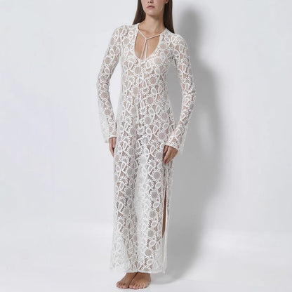 🌸Spring Specials💐 Elegant U-Neck Floral Lace Sheer Midi Dress