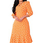 🌸Spring Specials💐 Women’s Trendy Orange Printed Dress with 3/4 Sleeves