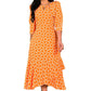 🌸Spring Specials💐 Women’s Trendy Orange Printed Dress with 3/4 Sleeves