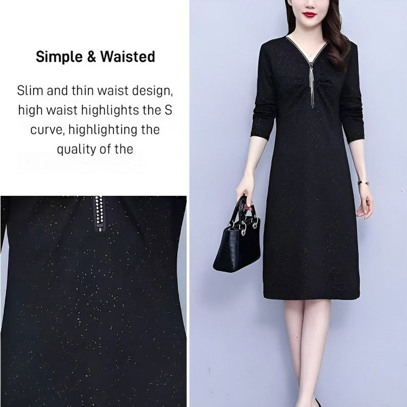 🌸Spring Specials💐 Glitter Slim Fit Half Zipper Dress