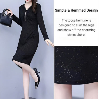 🌸Spring Specials💐 Glitter Slim Fit Half Zipper Dress