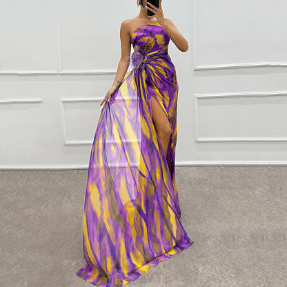 🌸Spring Specials💐 Women's Vibrant One-Shoulder High-Slit Maxi Dress
