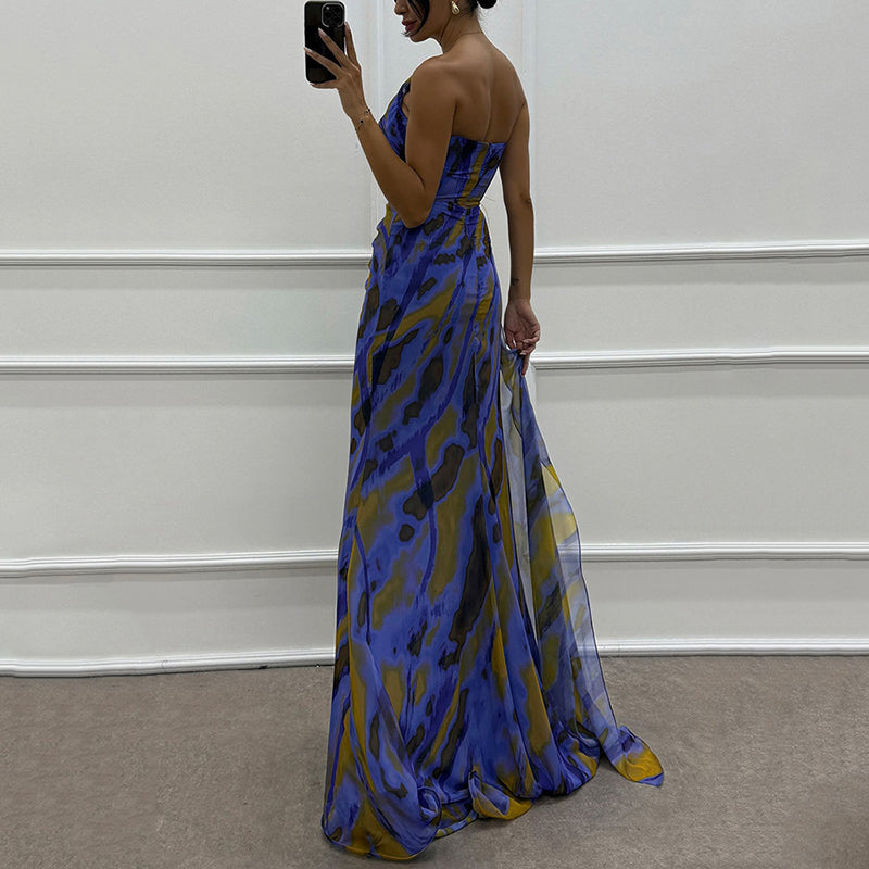 🌸Spring Specials💐 Women's Vibrant One-Shoulder High-Slit Maxi Dress