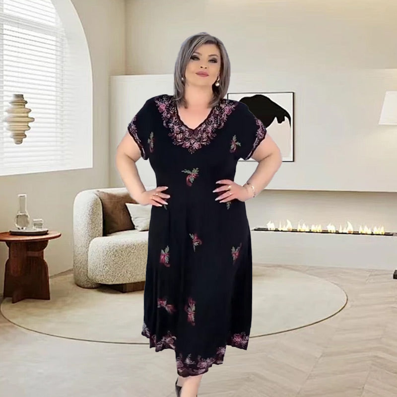 🌸Spring Specials💐 Plus Size V Neck Flowy Midi Dress