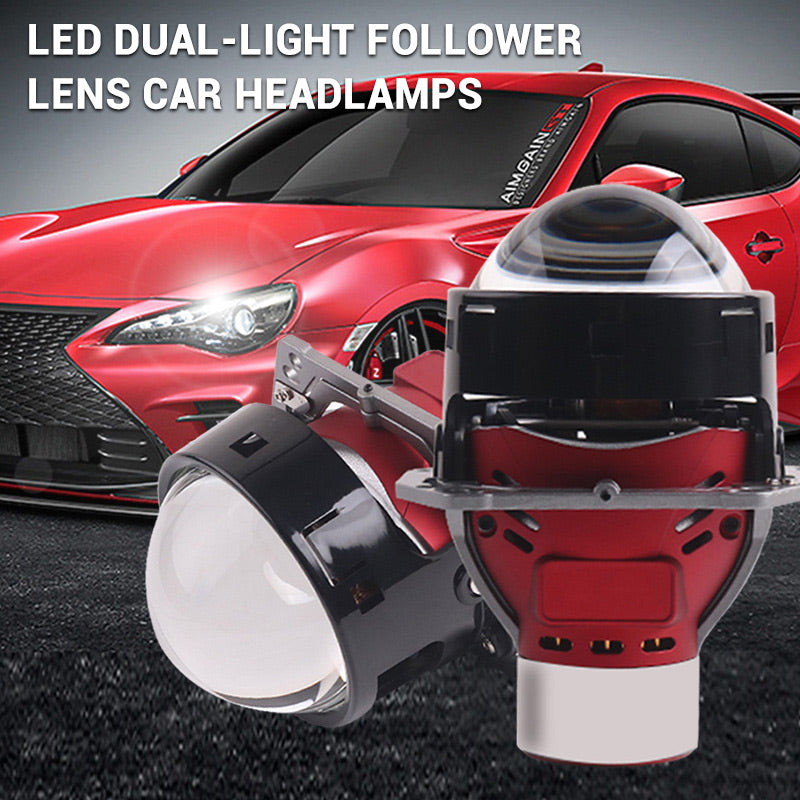 ☄️LED Dual-light Follower Lens Car Headlamps