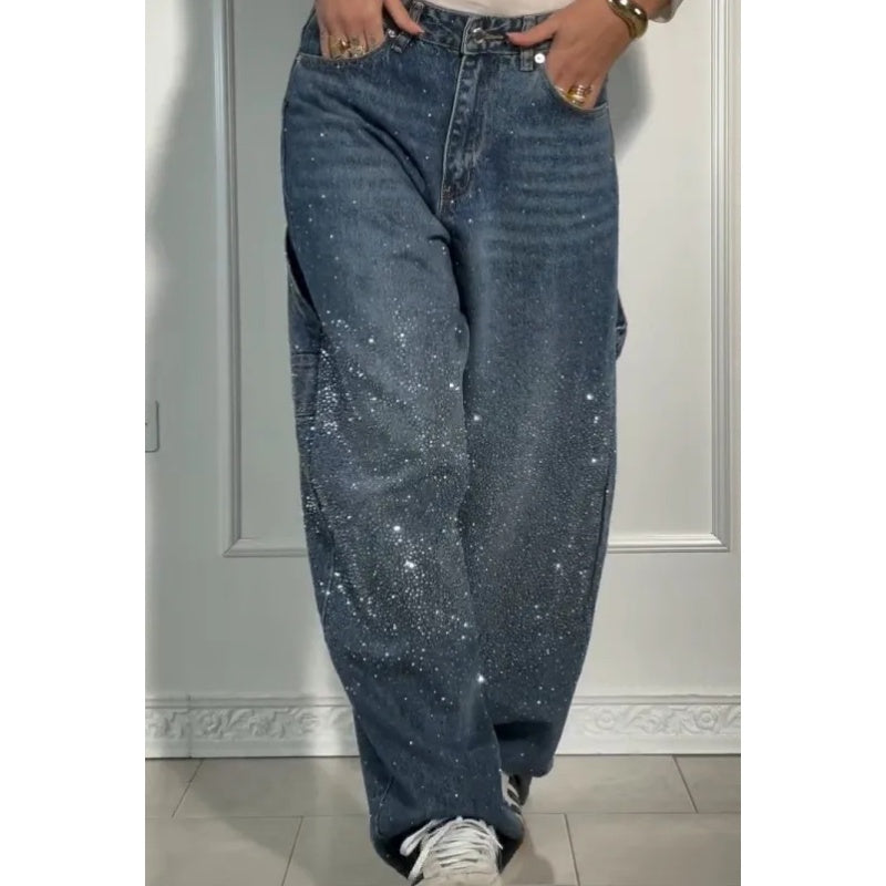 ⏳Time-limited Special⏰Women's Straight Jeans with Rhinestones