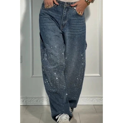 ⏳Time-limited Special⏰Women's Straight Jeans with Rhinestones