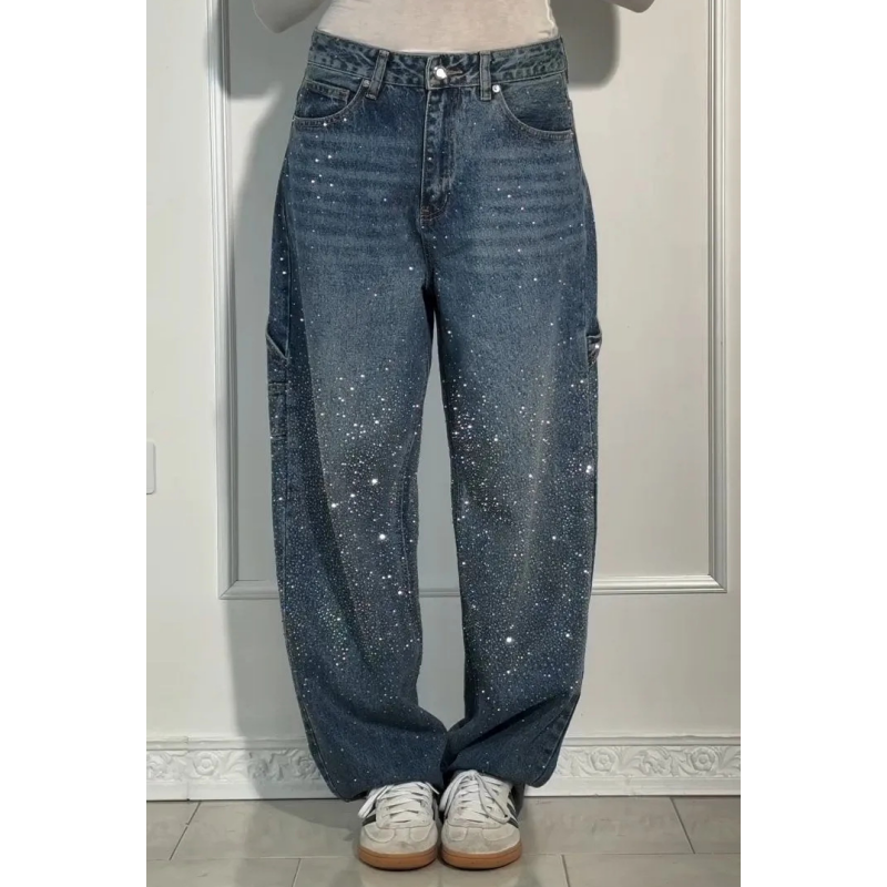 ⏳Time-limited Special⏰Women's Straight Jeans with Rhinestones
