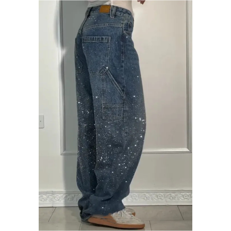 ⏳Time-limited Special⏰Women's Straight Jeans with Rhinestones