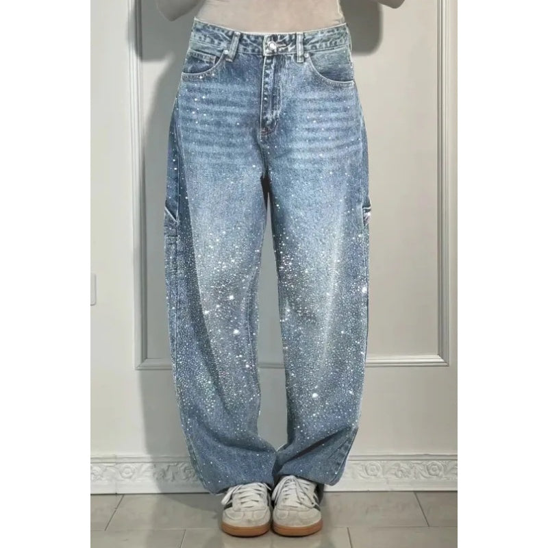 ⏳Time-limited Special⏰Women's Straight Jeans with Rhinestones