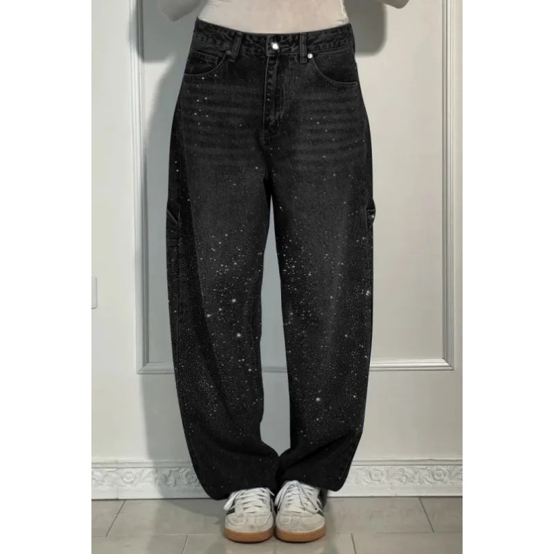 ⏳Time-limited Special⏰Women's Straight Jeans with Rhinestones